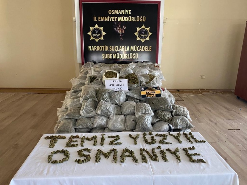 Osmaniye’de 145 kilo 450 gram uyuşturucu maddesi ele geçirildi 